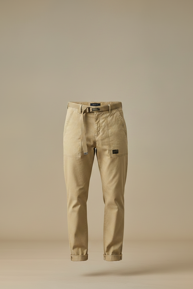 Pantalon Chino Beige Coton Décontracté Ample Homme - vue 3