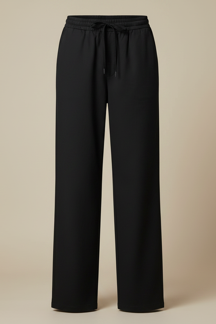 Pantalon Chino Noir Ample Fluide Décontracté Femme - Polyester - vue 3