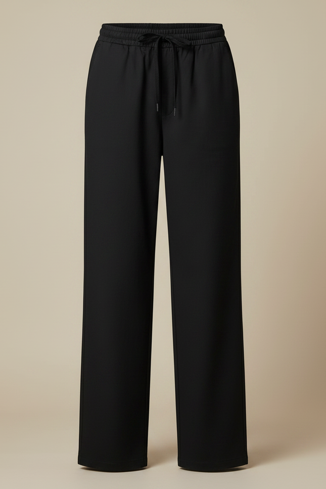 Pantalon Chino Noir Ample Fluide Décontracté Femme - Polyester - vue 3