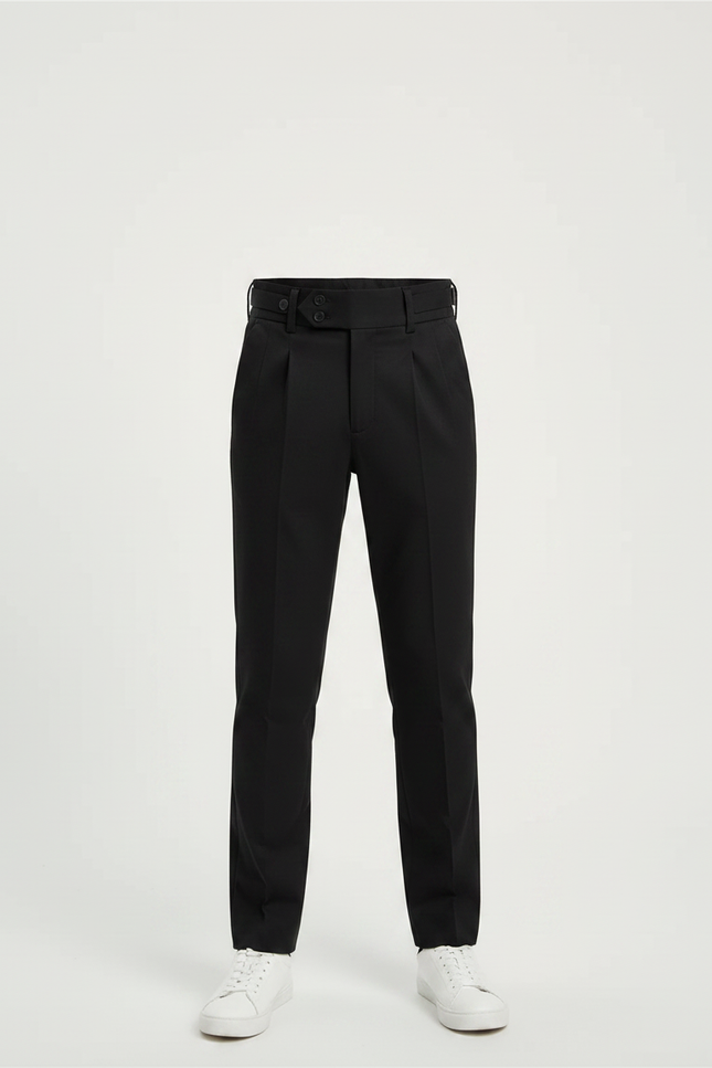 Pantalon Chino Noir Plissé Slim Enfant Élégant - Gabardine - vue 3
