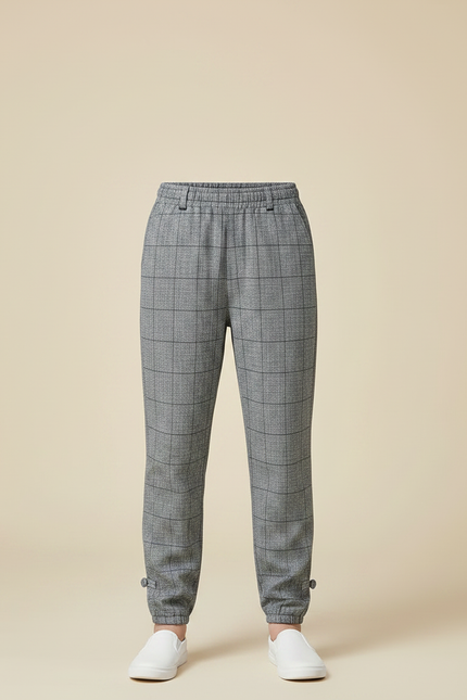 Pantalon Chino Carreaux Gris Enfant Confortable Tendance - Tweed - vue 3