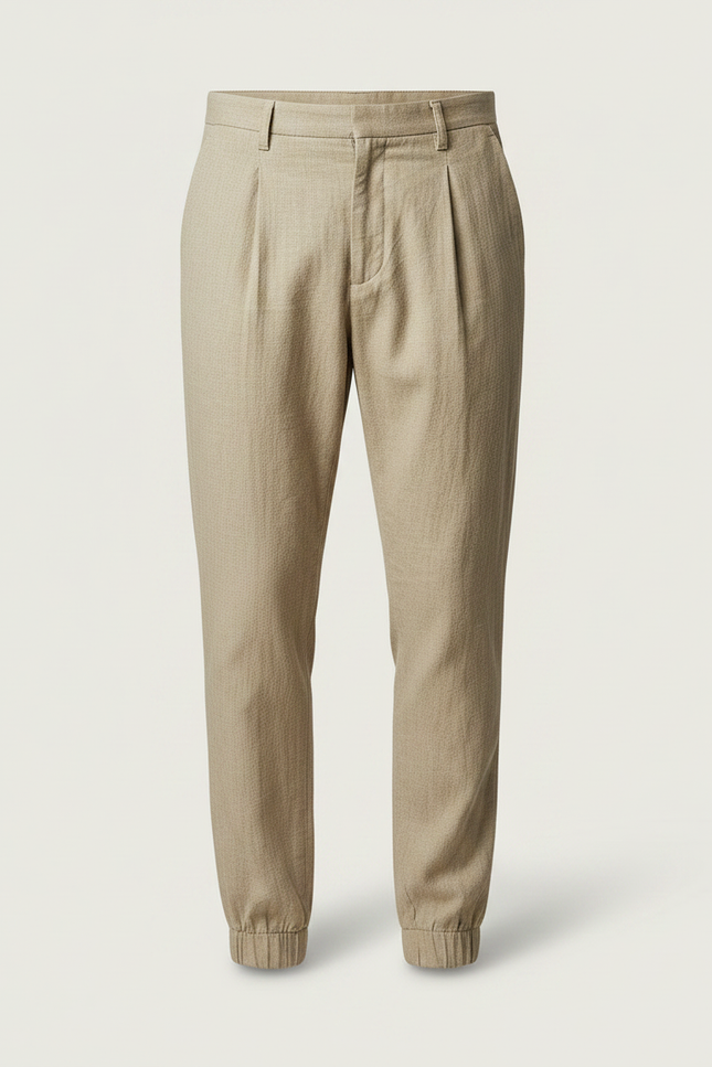 Pantalon Chino Elastique Cheville Homme - Beige Gabardine - vue 3