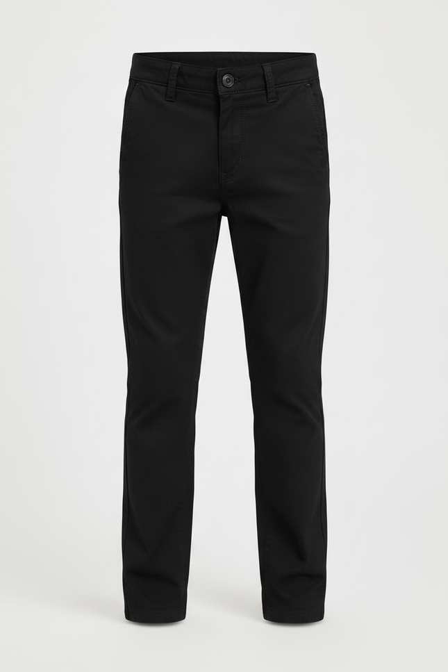 Pantalon Chino Noir Coton Coupe Droite Enfant - vue 3