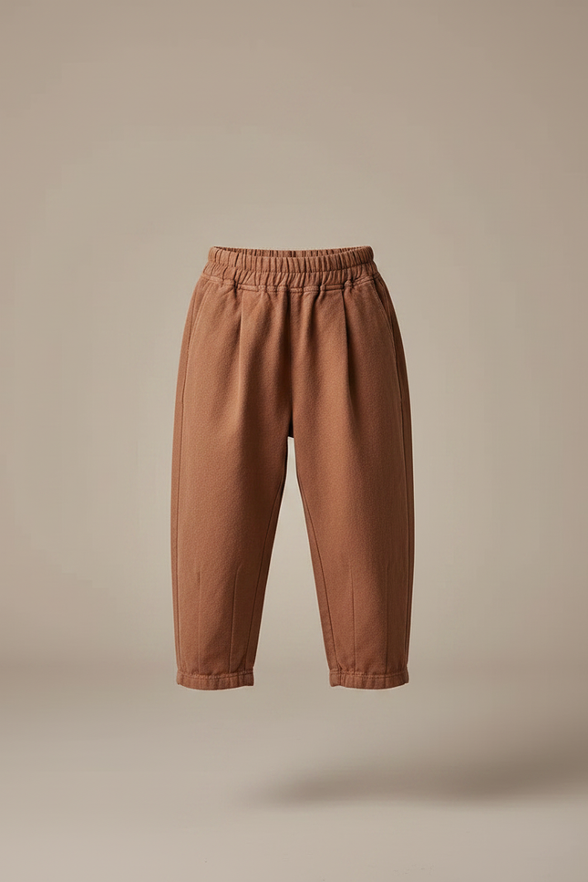Pantalon Chino Marron Coton Ample Enfant Uni - Molleton - vue 3