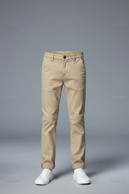 Pantalon Chino Beige Coton Slim Garçon Décontracté - vue 3