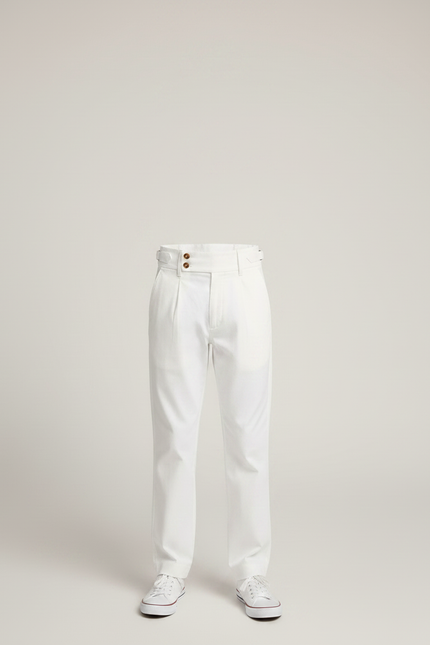 Pantalon Chino Blanc Taille Haute Décontracté Enfant - Coton - vue 3