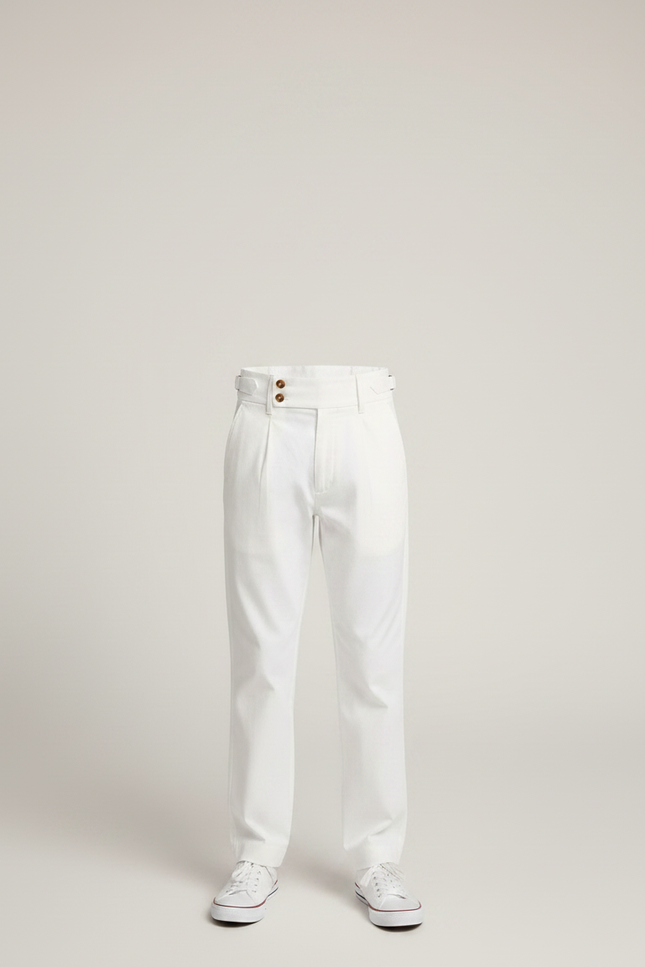Pantalon Chino Blanc Taille Haute Décontracté Enfant - Coton - vue 3