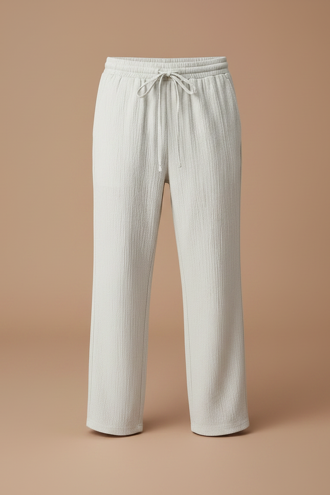 Pantalon Chino Écru Ample Texturé Cordon Enfant - Beige Cordé - vue 3