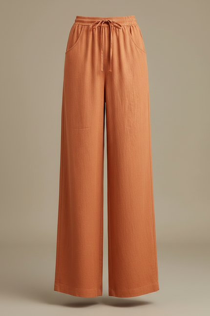 Pantalon Chino Lin Ample Taille Haute Orange - vue 3