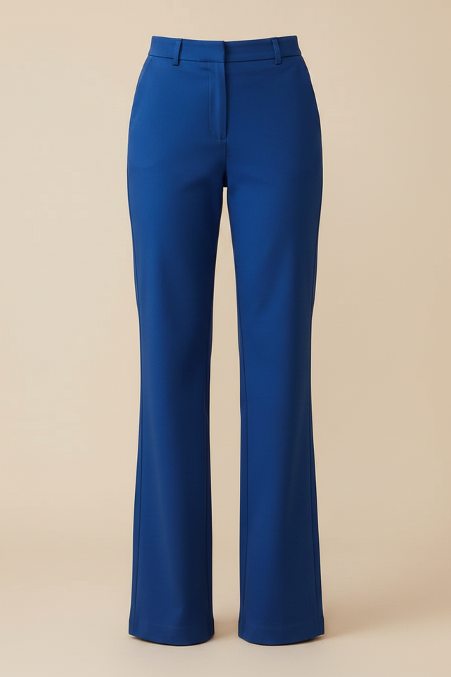 Pantalon Chino Bleu Royal Évasé Taille Haute Femme - Gabardine - vue 3