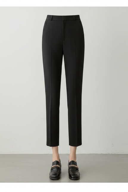 Pantalon Chino Noir Taille Haute Slim Femme - Gabardine - vue 3