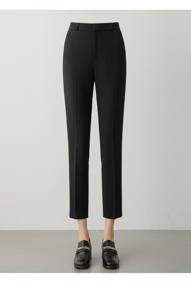 Pantalon Chino Noir Taille Haute Slim Femme - Gabardine - vue 3