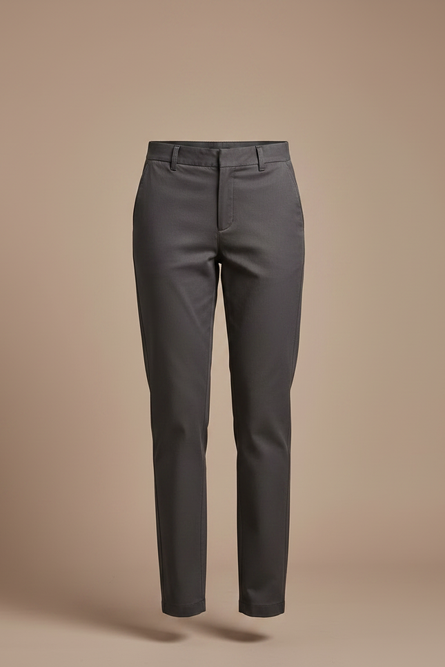 Pantalon Chino Gris Anthracite Droit Décontracté Femme - Gabardine - vue 3