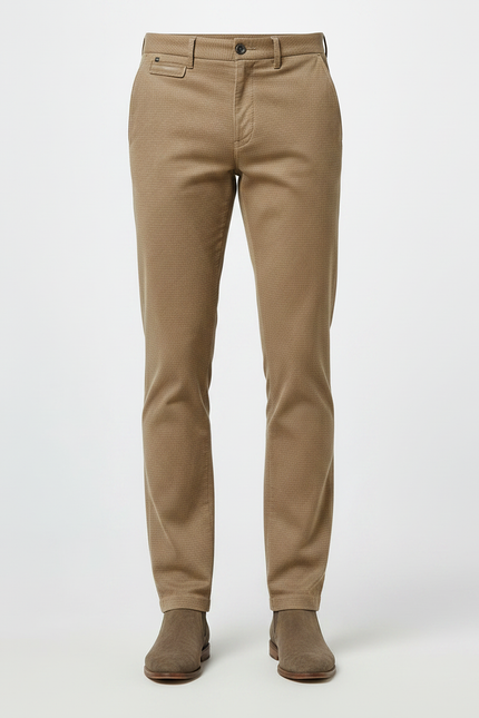 Pantalon Chino Imprime Homme - Camel Coton - vue 3