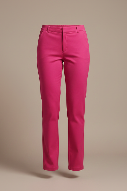 Pantalon Chino Fuchsia Slim Coton Élégant Femme - Rose - vue 3