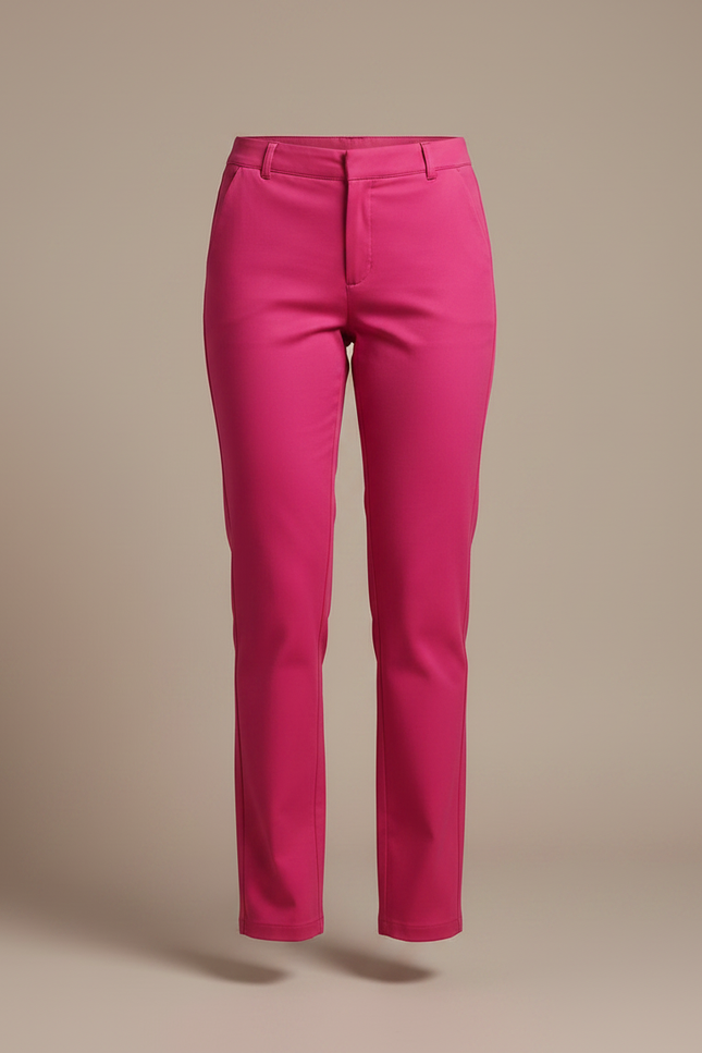 Pantalon Chino Fuchsia Slim Coton Élégant Femme - Rose - vue 3