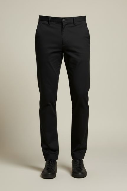 Pantalon Chino Noir Coton Droit Basique Homme - vue 3