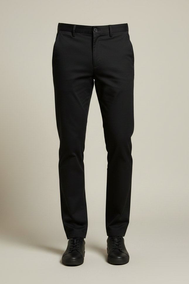 Pantalon Chino Noir Coton Droit Basique Homme - vue 3