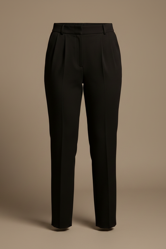Pantalon Chino Noir Taille Haute Slim Cropped Élégant - Gabardine - vue 3