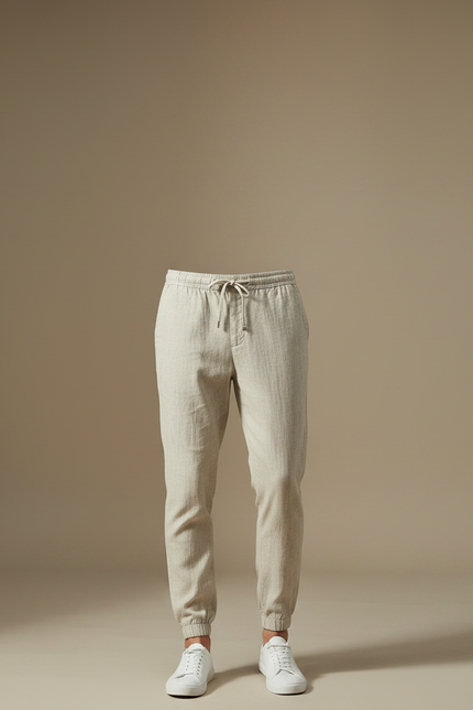 Pantalon Chino Lin Beige Cordon Décontracté Homme - vue 3