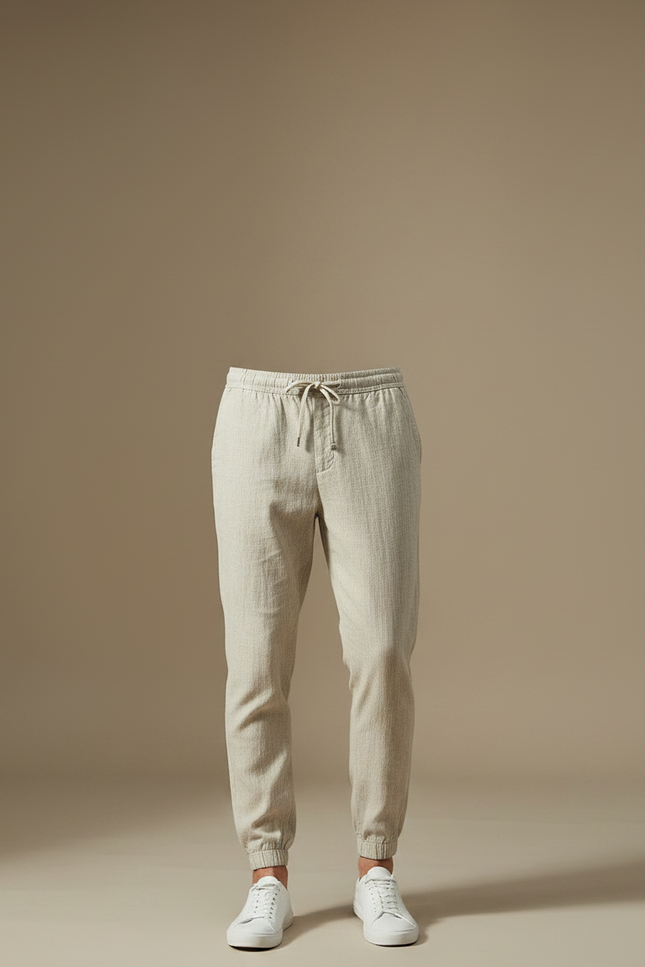 Pantalon Chino Lin Beige Cordon Décontracté Homme - vue 3