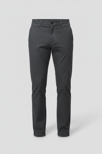 Pantalon Chino Homme Gris Anthracite Coton Slim Élastique - vue 3