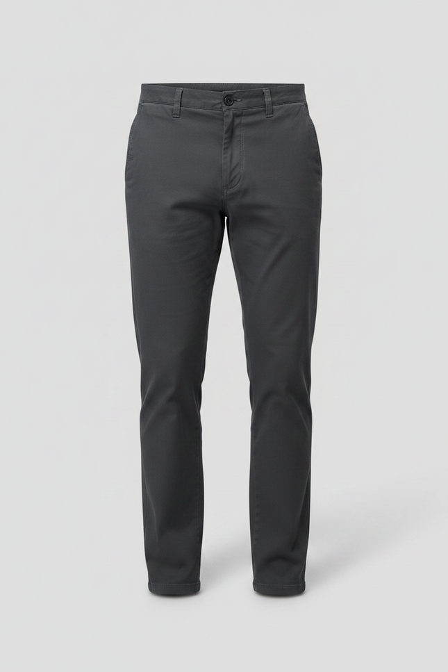 Pantalon Chino Homme Gris Anthracite Coton Slim Élastique - vue 3
