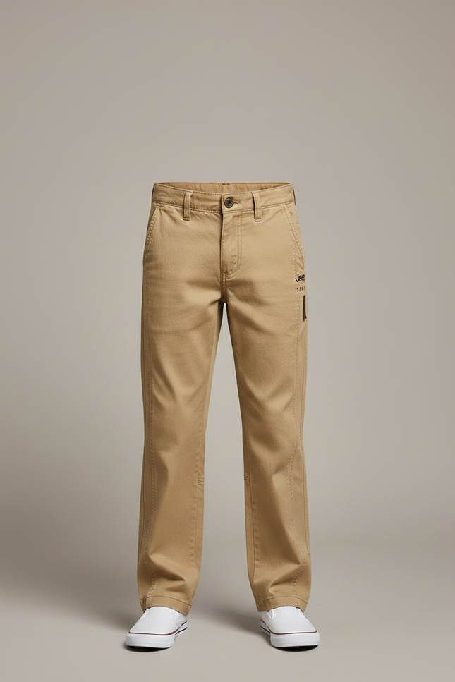 Pantalon Chino Beige Coton Décontracté Coupe Droite Enfant - vue 3