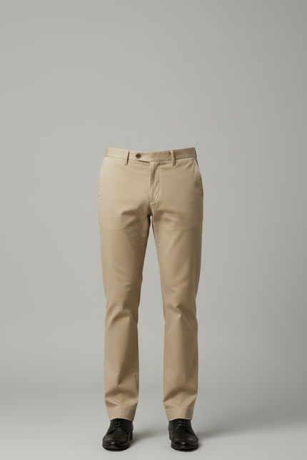 Pantalon Chino Beige Coton Coupe Droite Classique Homme - vue 3