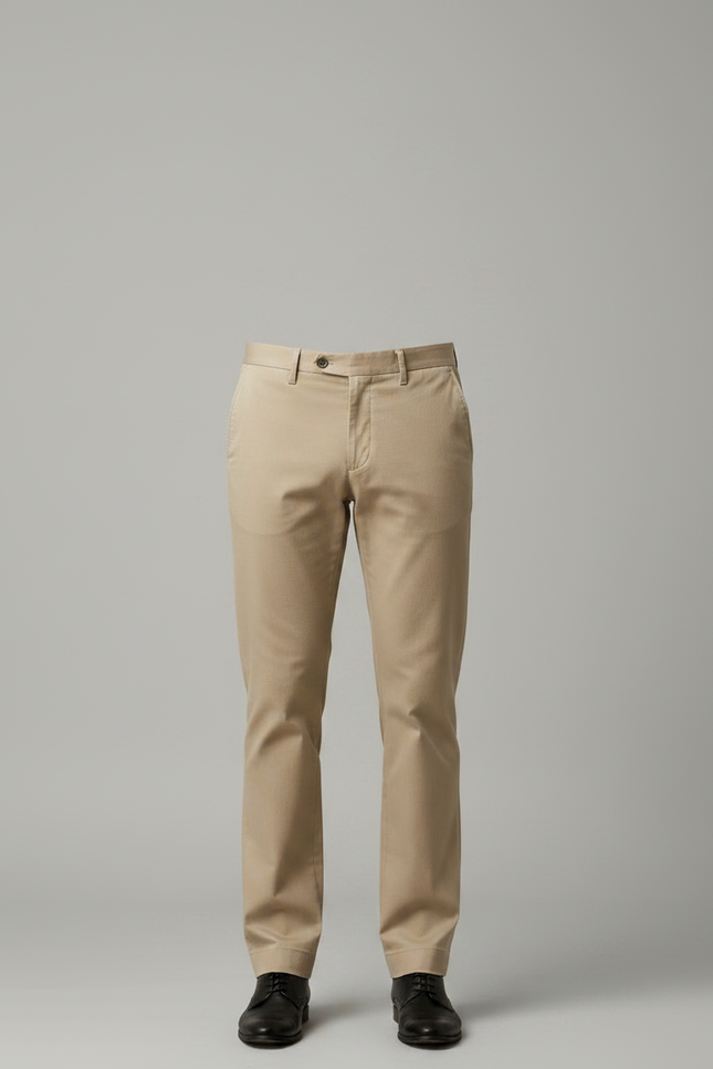 Pantalon Chino Beige Coton Coupe Droite Classique Homme - vue 3