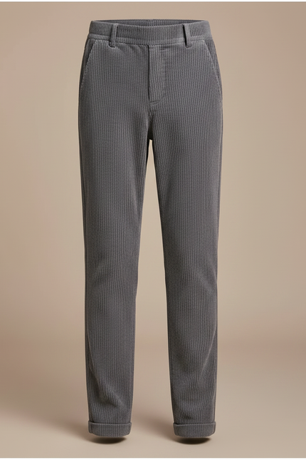 Pantalon Chino Gris Côtelé Ample Enfant Décontracté - Cordé - vue 3