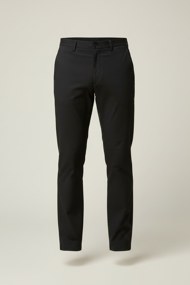 Pantalon Chino Homme Noir Coton Coupe Droite Décontracté - vue 3