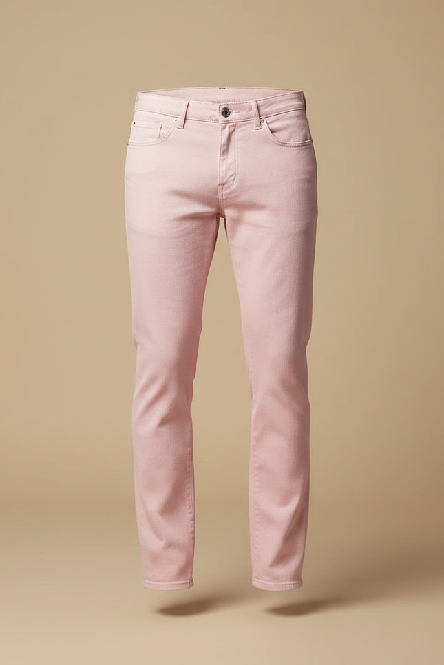 Pantalon Chino Rose Coton Slim Stretch Homme Décontracté - vue 3