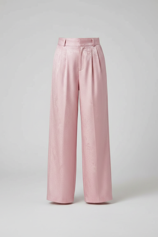 Pantalon Chino Rose Satiné Brodé Ample Élégant - vue 3