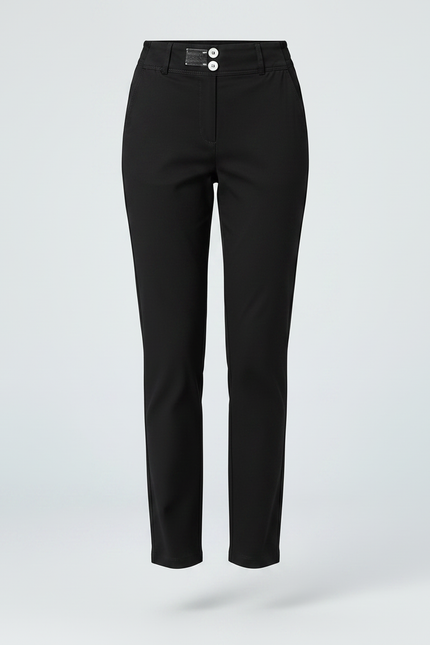Pantalon Chino Noir Taille Haute Ajusté Femme - Gabardine - vue 3