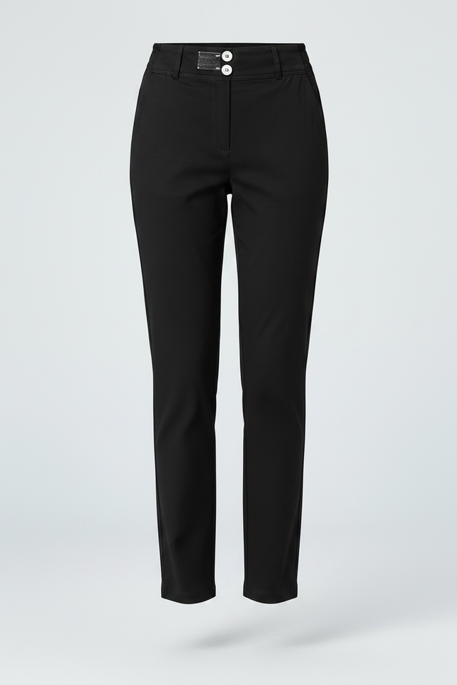 Pantalon Chino Noir Taille Haute Ajusté Femme - Gabardine - vue 3