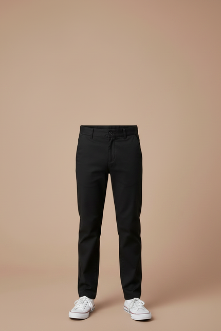 Pantalon Chino Noir Coton Droit Décontracté Garçon - vue 3