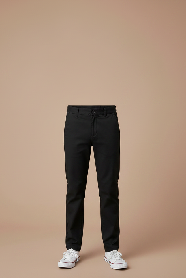 Pantalon Chino Noir Coton Droit Décontracté Garçon - vue 3