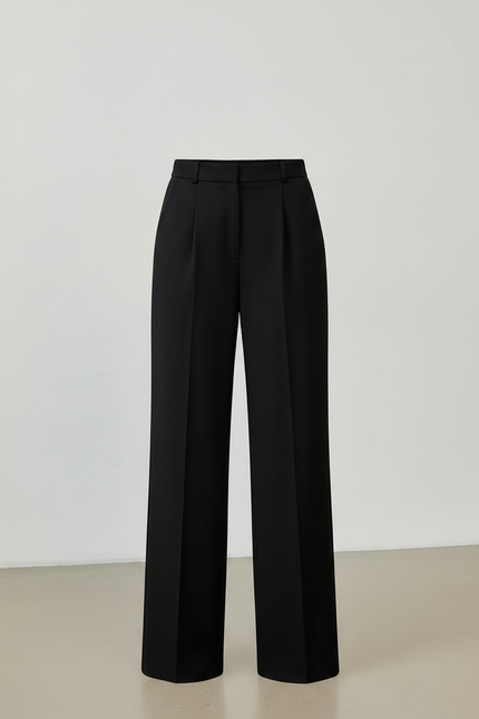 Pantalon Chino Noir Taille Haute Ample Plissé Élégant - Gabardine - vue 3
