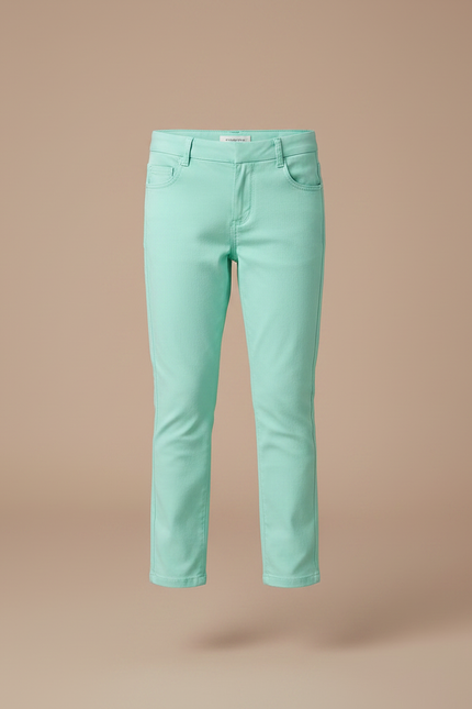 Pantalon Chino Vert Menthe Coton Slim Fille - vue 3