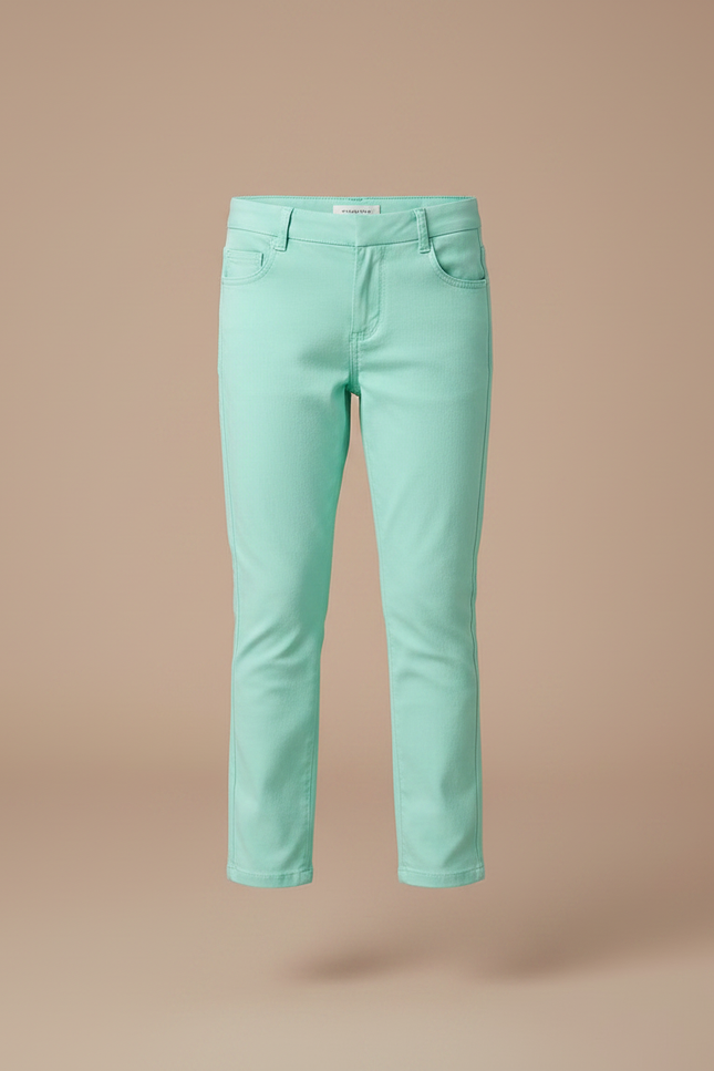 Pantalon Chino Vert Menthe Coton Slim Fille - vue 3