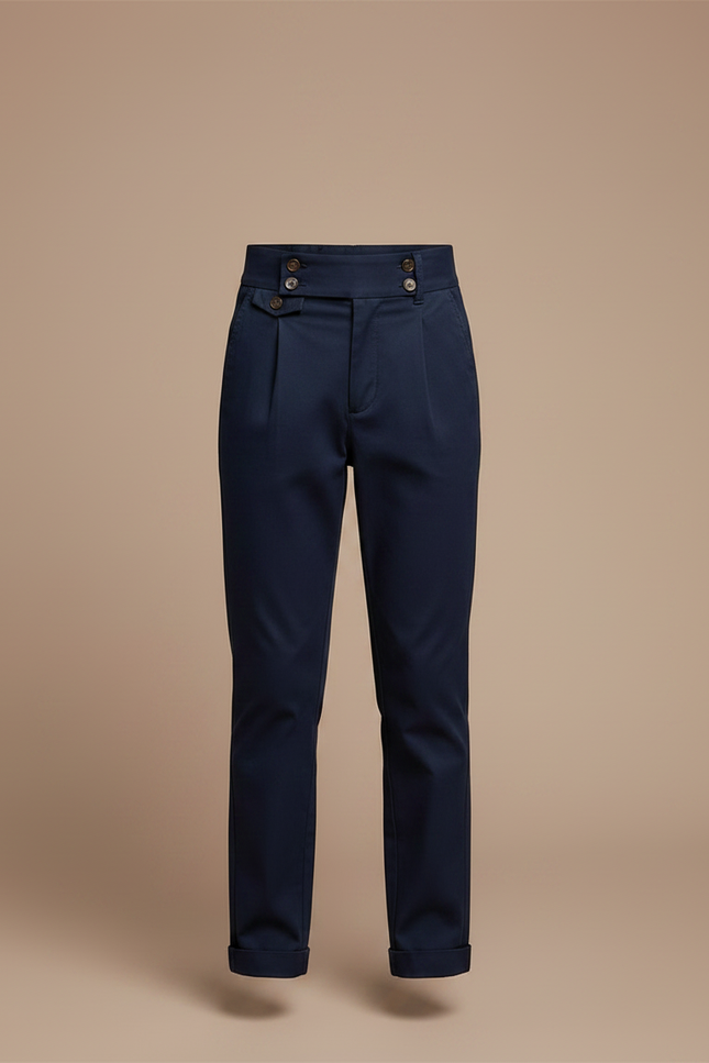 Pantalon Chino Bleu Marine Slim Boutonné Enfant - Gabardine - vue 3