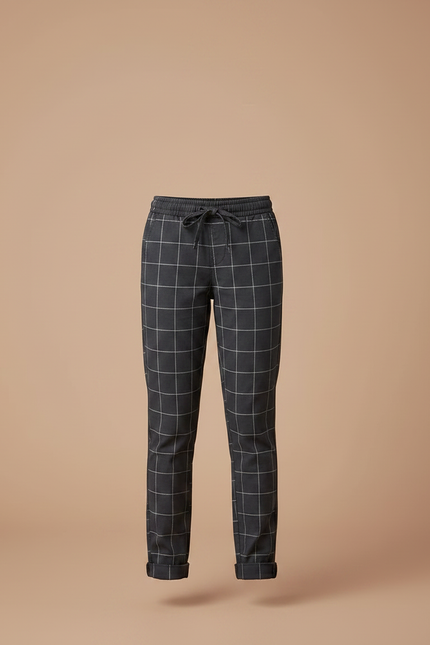 Pantalon Chino Carreaux Gris Cordon Décontracté Fille - Coton - vue 3