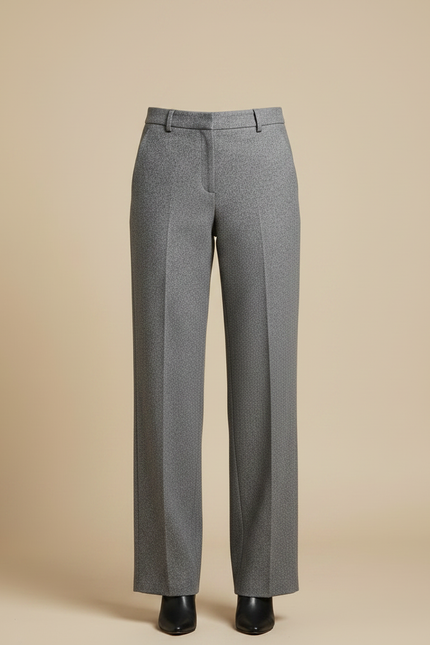 Pantalon Chino Gris Droit Élégant Tweed Femme - vue 3