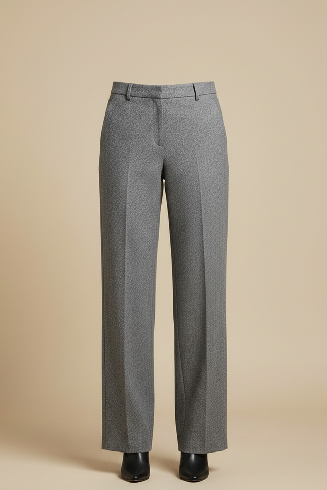 Pantalon Chino Gris Droit Élégant Tweed Femme - vue 3