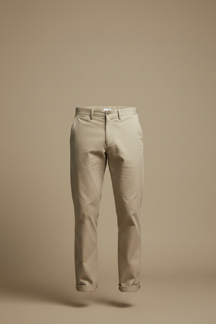 Pantalon Chino Kaki Coton Droit Tapered Casual Homme - Beige - vue 3