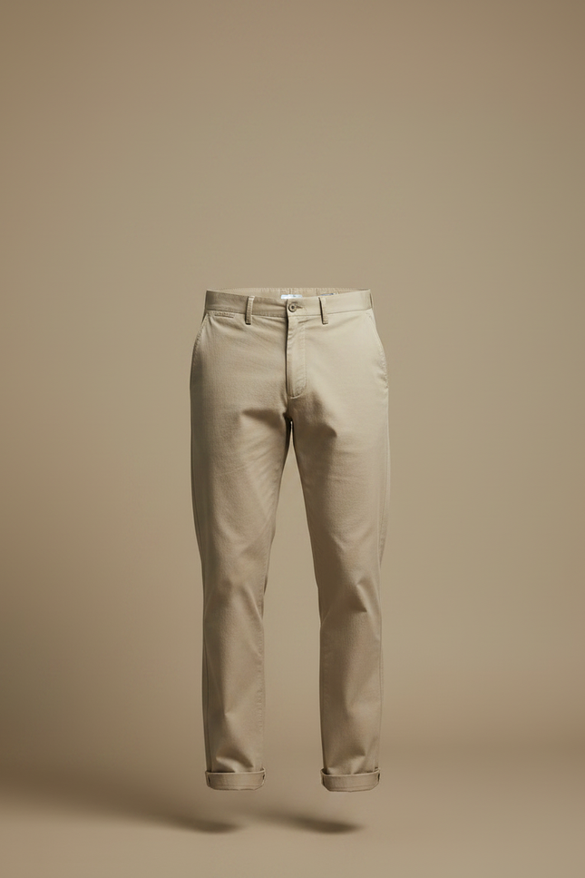 Pantalon Chino Kaki Coton Droit Tapered Casual Homme - Beige - vue 3