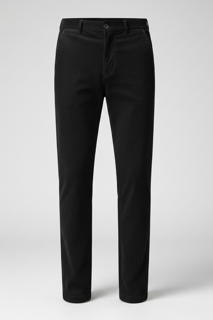 Pantalon Chino Noir Côtelé Droit Homme Décontracté - Cordé - vue 3