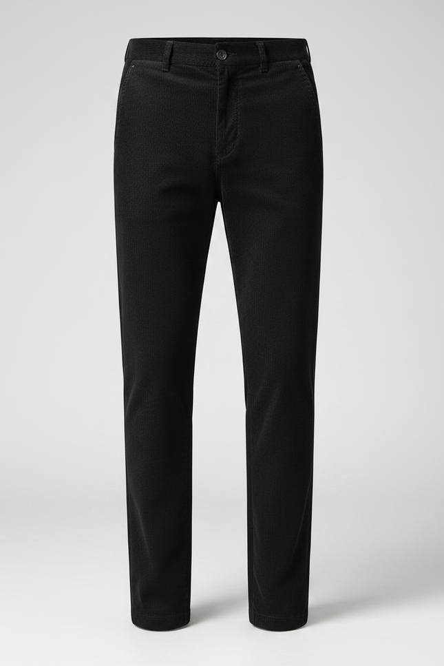 Pantalon Chino Noir Côtelé Droit Homme Décontracté - Cordé - vue 3