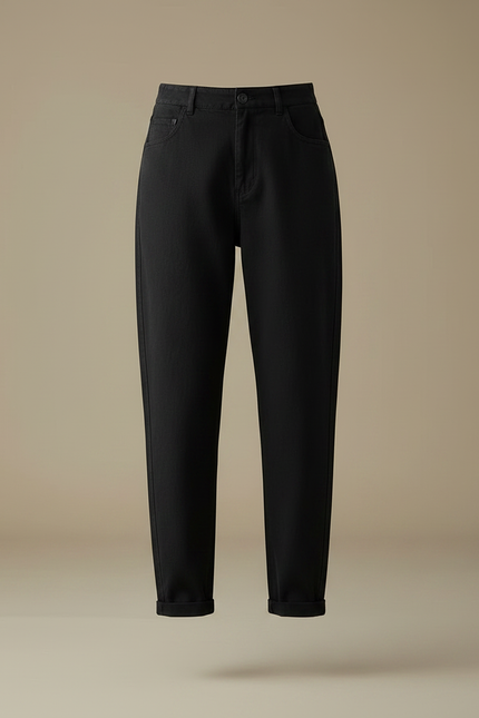Pantalon Chino Noir Coton Ample Confortable Décontracté - vue 3